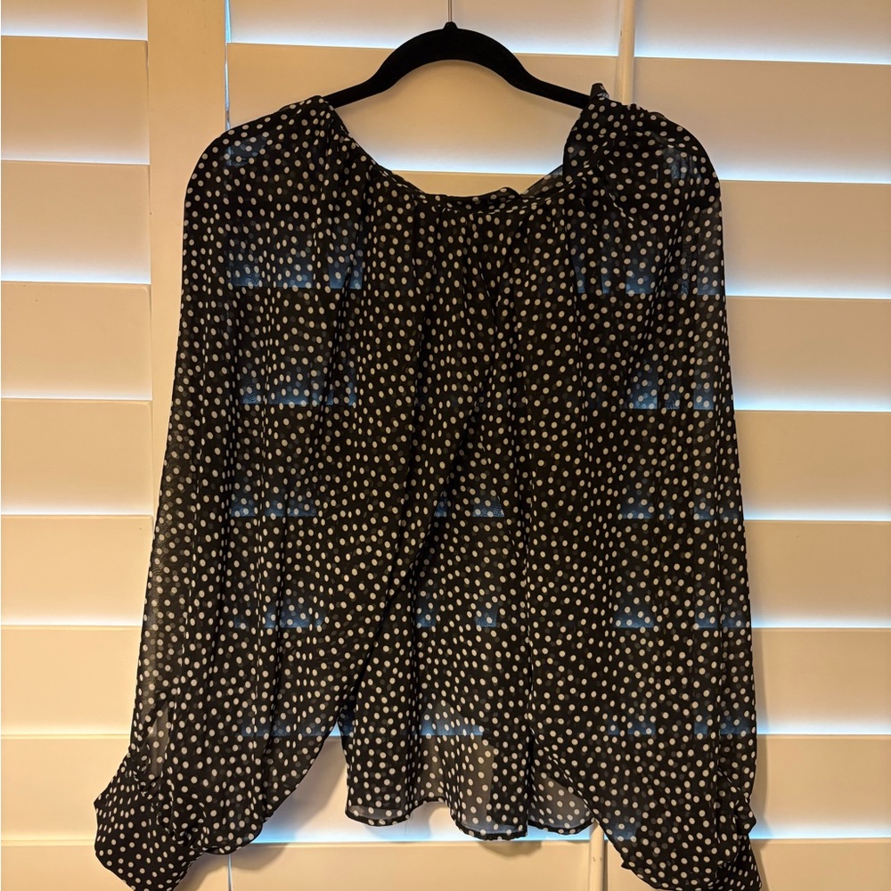 Zara Black and White Polka Dot Blouse